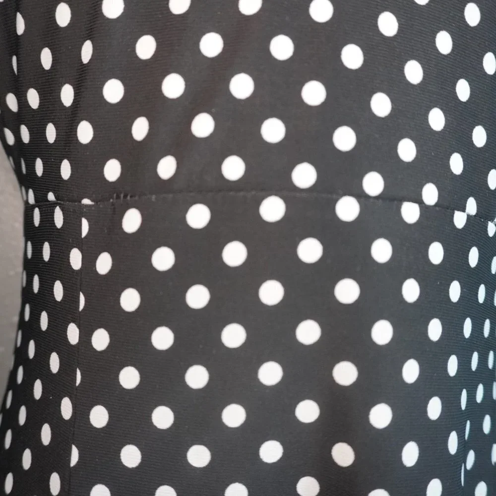 Chaps Womens Black White Polka Dot Midi Short Sleeve V Neck Dress Size Small - Picture 6 of 7